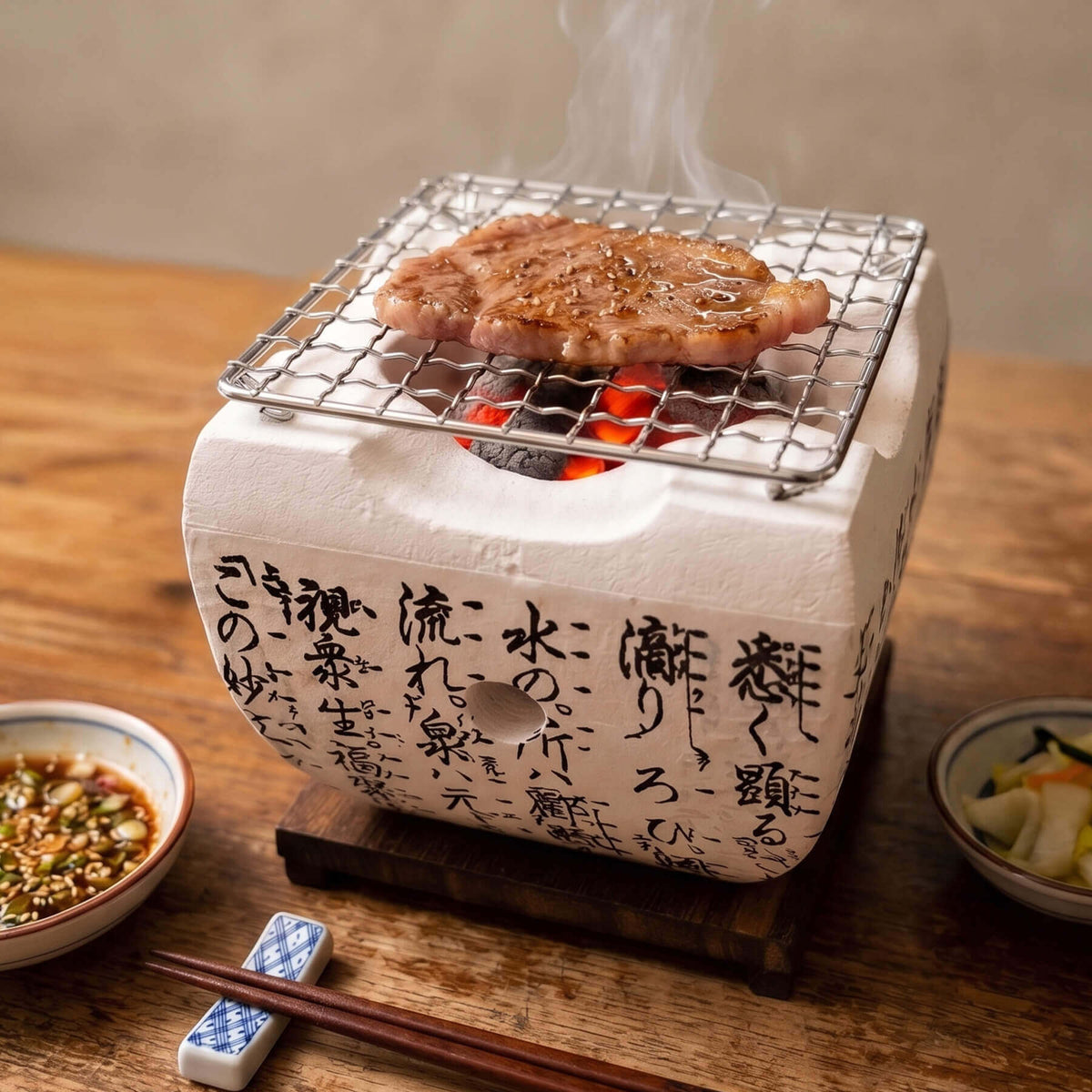 [New Product] Square Ceramic Charcoal Grill, Daimyo Stove, Mini Charcoal Grill, 15cm | Perfect for Rice Dumplings, Inns, Home Use, Yakitori, and More ★The Mini Charcoal Grill That's Trending on Social Media★