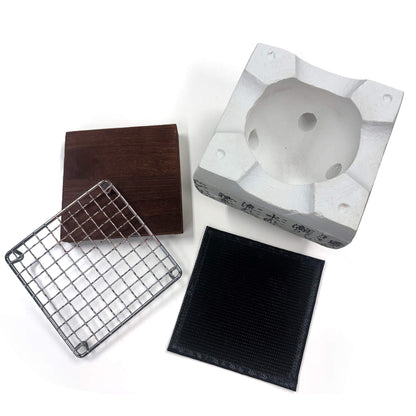 [New Product] Square Ceramic Charcoal Grill, Daimyo Stove, Mini Charcoal Grill, 15cm | Perfect for Rice Dumplings, Inns, Home Use, Yakitori, and More ★The Mini Charcoal Grill That's Trending on Social Media★