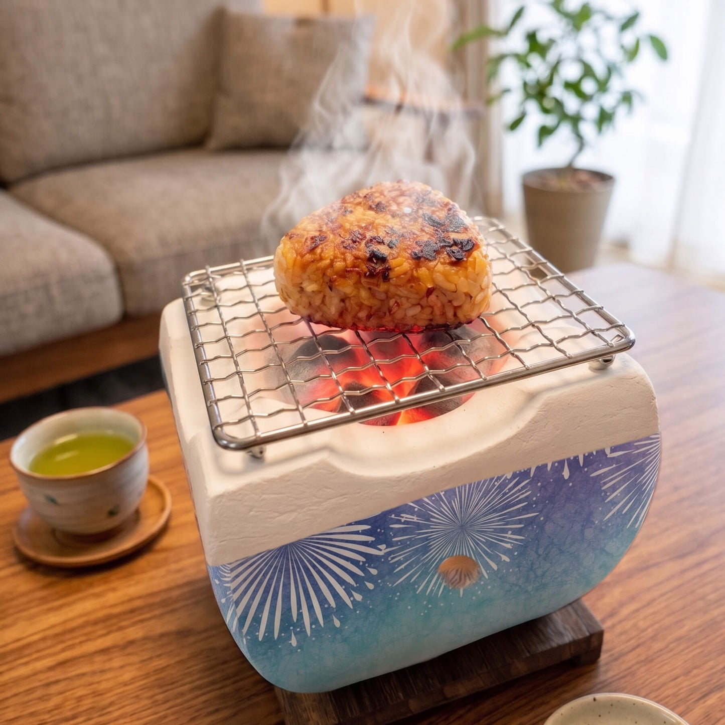 七輪 角型 大名コンロ セラミック製 春夏秋冬仕様 １人用 15cm OSC-09ssaw